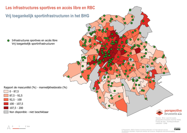 Les infrastructures sportives en accès libre et taux de masculinité